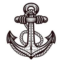 Intricate nautical anchor with rope design in vintage vector