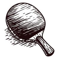 Table tennis paddle sketch with textured design and pattern details in black and white vector