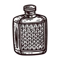 Vintage engraved flask with intricate textured design vector