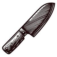 Detailed of a chef's knife with classic wooden handle design for cooking enthusiasts vector
