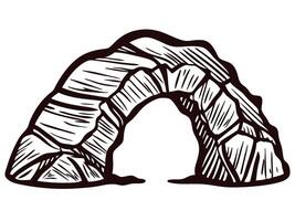 Stone archway with geometric pattern in monochrome design vector