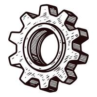 Intricate gear sketch showcasing detailed engineering design elements vector