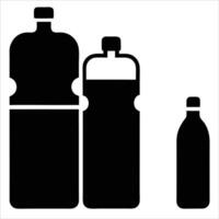 Collection of plastic drinking water bottles in various sizes illustrated in minimalist line art style representing hydration cleanliness environmental awareness and daily use containers vector