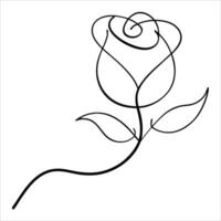 Minimalist rose flower bud in continuous line art suitable for artistic floral prints nature inspired graphics and soft romantic visual content creation vector
