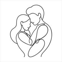 Romantic couple in love drawn in a continuous line style representing intimacy connection and affection ideal for love themed artwork decor and relationship graphics vector