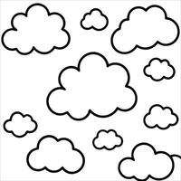 Cartoon cloud pattern in seamless continuous line drawing style ideal for creating dreamy skies weather themed prints soft background textures and whimsical design concepts vector