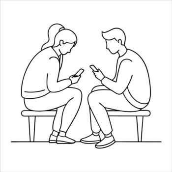 People interacting in relaxed setting drawn in continuous line art style showcasing communication social bonding and connection in elegant minimalist illustration vector