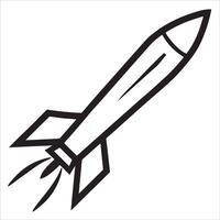 Missile in flight illustrated in clean continuous line art style capturing motion dynamics and aerodynamics ideal for military aviation and defense illustrations vector