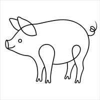 Elegant pig illustration in minimalist continuous line art style perfect for modern decor animal-themed artwork farm wall art or graphic design and branding projects vector