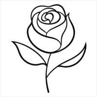 Delicate rose flower bud illustrated in continuous line art style ideal for romantic themed projects botanical posters and minimalist floral design collections vector