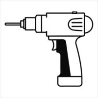 Construction percussion drill depicted in continuous line art drawing style showcasing industrial machinery precision and minimalist tool design for technical art vector