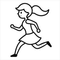 Dynamic running girl portrayed in continuous line art style suitable for fitness oriented projects motivational visuals and energetic lifestyle artwork vector