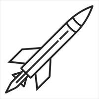 Missile flying through the air depicted in a single line drawing style minimalistic artwork ideal for defense aviation space technology and warfare design concepts vector