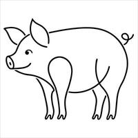 Minimalist one line art of a pig drawn in continuous style showcasing simplicity and elegance in a modern black and white illustration for creative design use vector