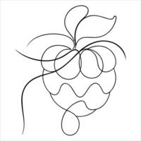 Raspberry fruit outlined in minimal continuous line art style ideal for natural food packaging botanical illustration or healthy eating design themes vector