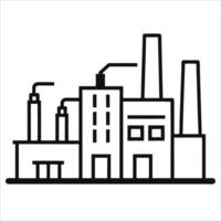 Industrial plant in continuous line art drawing, depicting the architecture and design of an industrial facility with a flowing line style vector