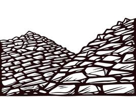 Ancient pyramid structures with geometric stone patterns under clear sky vector