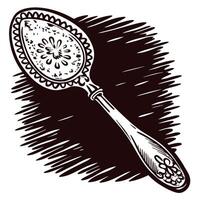Vintage decorative spoon design with intricate patterns and shadows vector