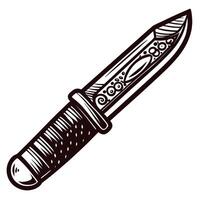 Detailed hand drawn of an intricately designed knife with textured handle vector