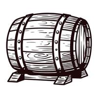 Vintage wooden barrel with metal bands in rustic for storage and fermentation vector