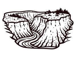 of grand canyon cliffs with river and pine trees vector