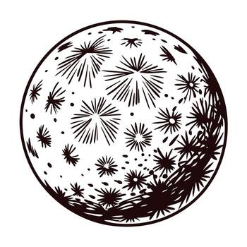 Intricate black and white floral circle design with starburst patterns vector