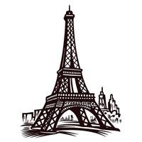 Detailed sketch of the eiffel tower with urban background elements vector