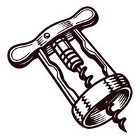 Vintage corkscrew with wooden handle and helix design for wine enthusiasts vector