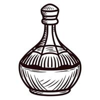 Intricate line drawing of ornate glass decanter with stopper vector