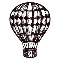Vintage hot air balloon sketch with intricate patterns in black and white vector