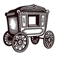 Vintage horse drawn carriage with ornate design and wooden wheels vector