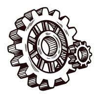 Vintage engraving of interlocking gears with industrial design and mechanical details vector
