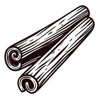 Cinnamon sticks graphic in black and white with detailed texture vector