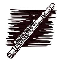 Wooden flute with detailed engravings on a textured background vector