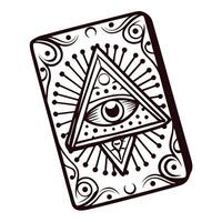 Mystical eye symbol on intricate card design with geometric patterns and celestial elements vector