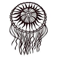 Intricate jellyfish design with flowing tentacles in monochrome art vector