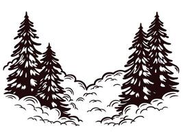 Snow covered evergreen trees in a tranquil winter forest landscape vector