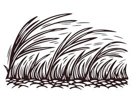 of grass blades swaying in the wind against a clean white background vector