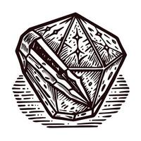 Geometric crystal design with intricate patterns and textured details vector