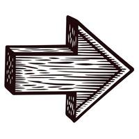 Hand drawn wooden arrow pointing right in rustic vector