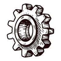 Hand drawn gear highlighting industrial mechanical design elements vector