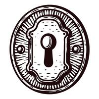 Vintage keyhole design in black and white with intricate details and artistic elegance vector
