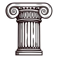 Detailed of ancient greek ionic column with intricate scrollwork and patterns vector