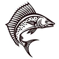 Stylized of leaping fish with prominent fins in bold line art design vector