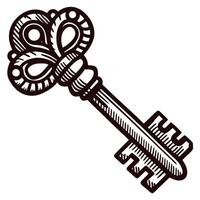 Intricately designed vintage key with ornate details against white background vector