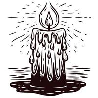 of a melting candle with dripping wax and radiant flame vector