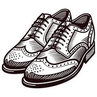Stylish leather brogue shoes with intricate detailing and classic design vector