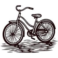 Vintage bicycle with abstract shadows in black and white art vector