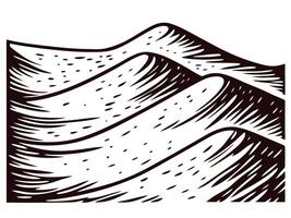 Abstract black and white of rolling desert dunes with textured patterns vector