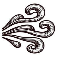 Artistic abstract black and white wind swirls design with flowing curves and lines vector